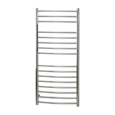 Polished stainless steel heated towel rail 720 x 500